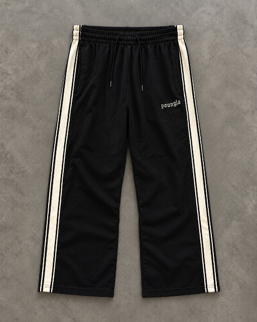 Youngla Pantalón Track Negro Franjas talla S/M