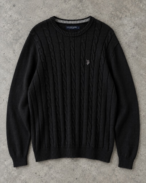 U.S. Polo Assn. Cable Knit Sweater Black talla L
